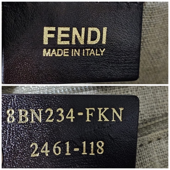 Fendi Silvana Bag Leather with Pequin Striped Canvas Brown - Picture 3 of 12